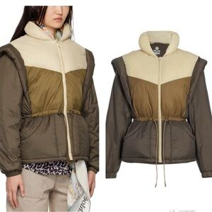 Isabel Marant Etoile Darshazi Colour-blocked Shell Jacket In Khaki NWT FR38 M